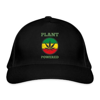 PLANT POWERED Hemp/Cannabis Leaf Vegan/Vegetarian - Organic Baseball Cap - black - Front