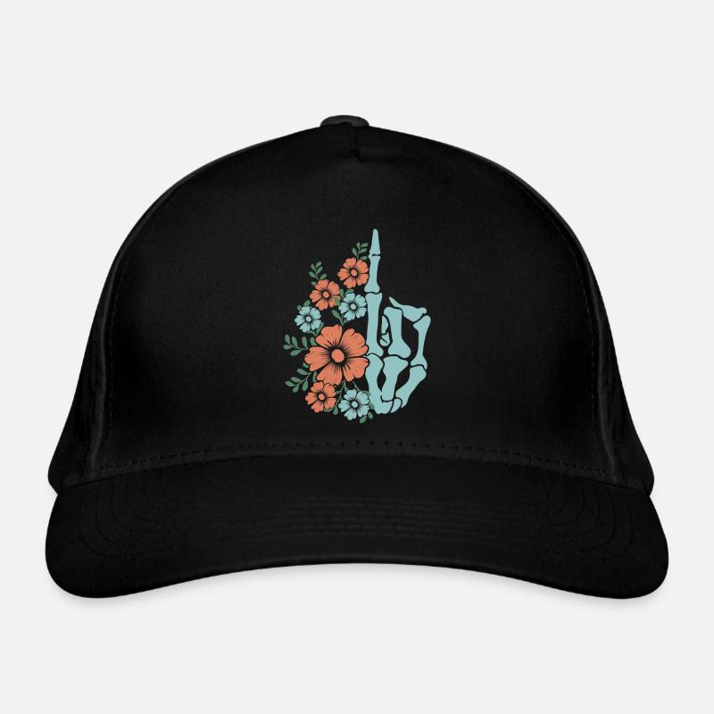 Floral Skeleton Hand Illustration Organic Baseball Cap