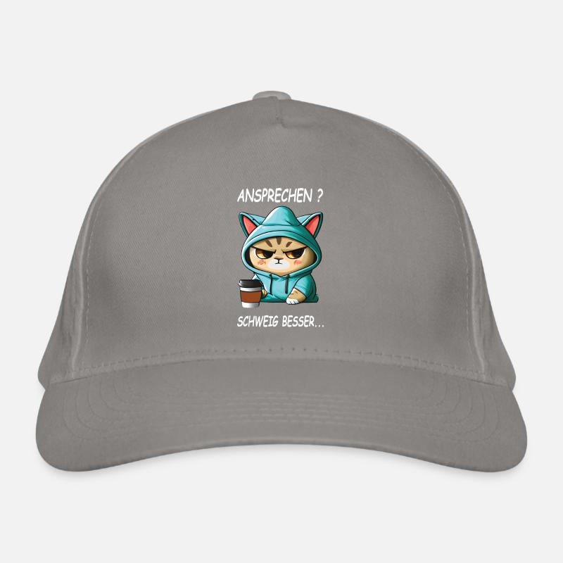 Ansprechen - Schweig besser Kaffee Spruch Katzen Bio-Baseballkappe