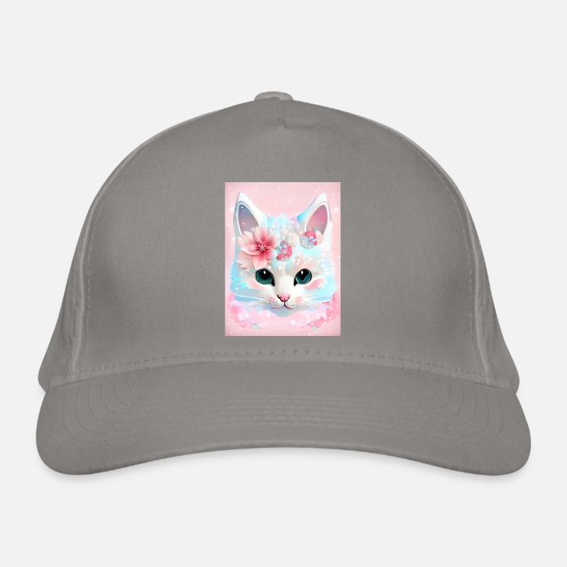 White cat Organic Baseball Cap