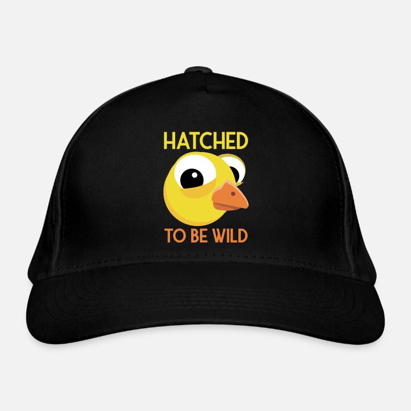 Cute chick hatched saying Hatched to be wild Organic Baseball Cap