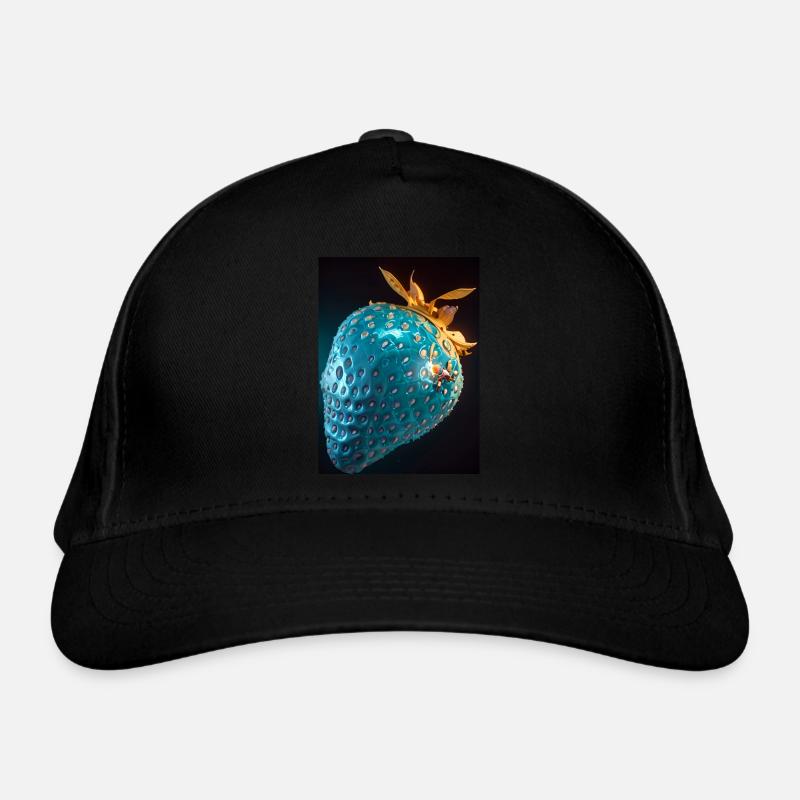 Strawberry, technical, high-tech, illustration, blue Organic Baseball Cap