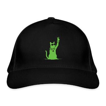 Grüne Rockmusik Katze für den Katzen Fan. - Bio-Baseballkappe - Schwarz - Vorne