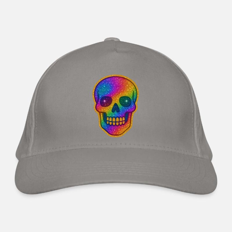 Rainbow Glitter Skull Organic Baseball Cap