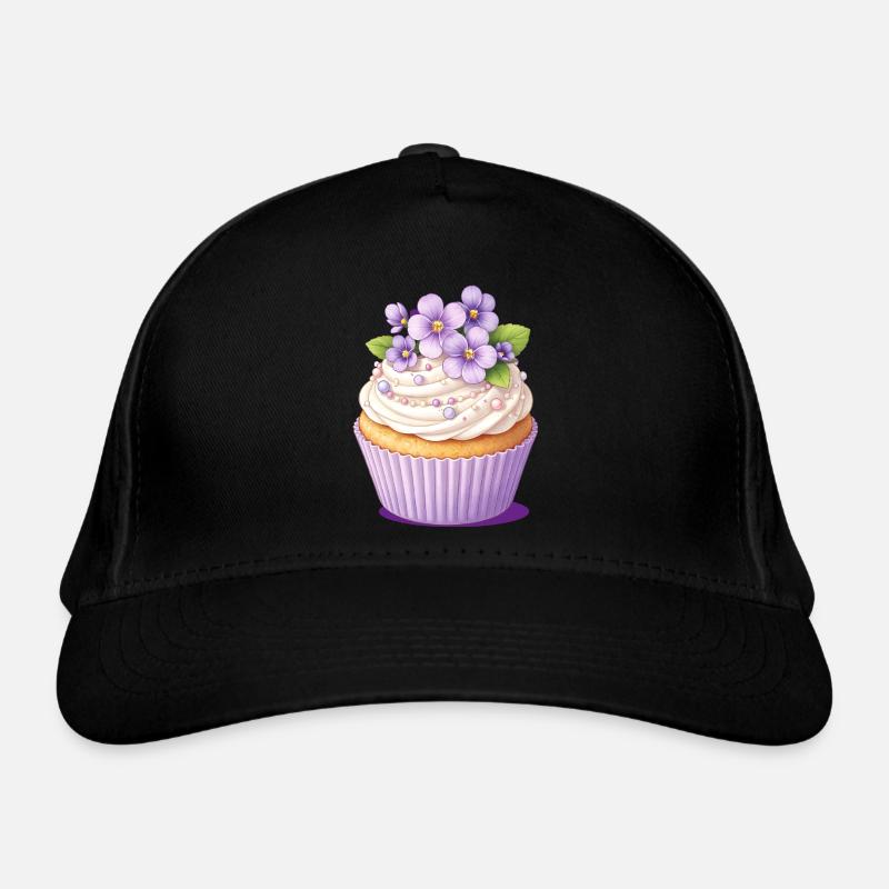 Veilchen Cupcake mit Blüten Dekor Illustration Bio-Baseballkappe