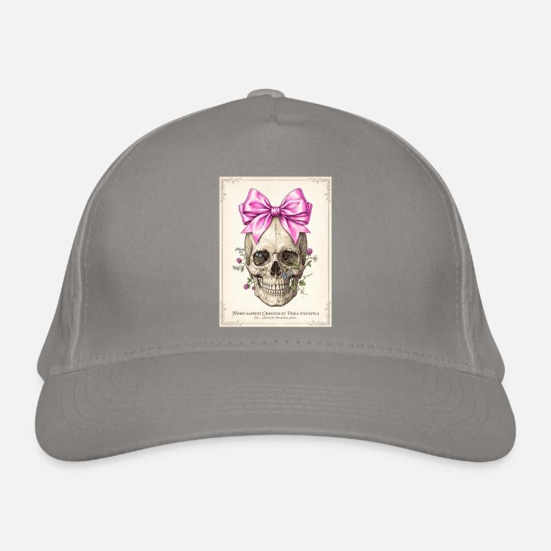 Crâne fleuri et nœud rose Casquette classique bio