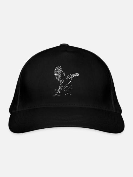 Eisvogel mit Fisch - Bio-Baseballkappe - Schwarz