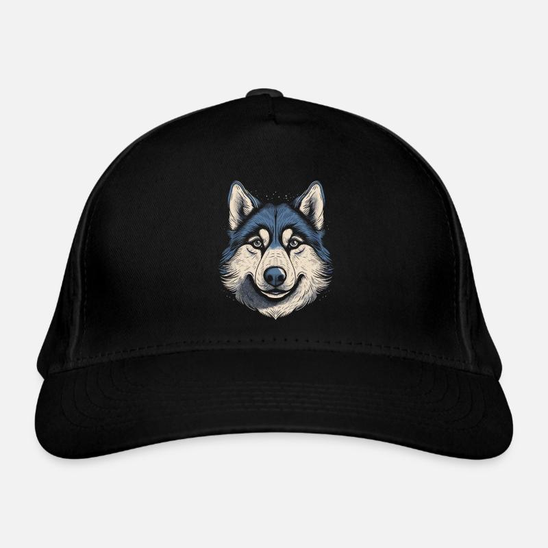 Husky Hund Schlittenhund Huskykopf Bio-Baseballkappe