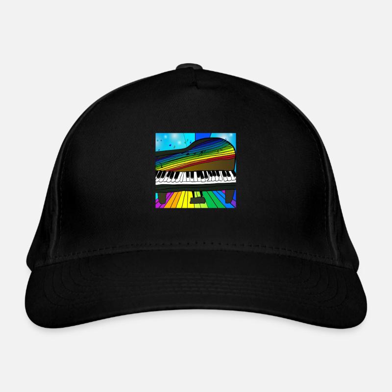 Piano auf Regenbogen Bio-Baseballkappe