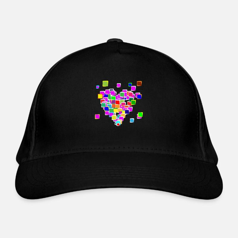 Pixel Herz - Bio-Baseballkappe - Schwarz