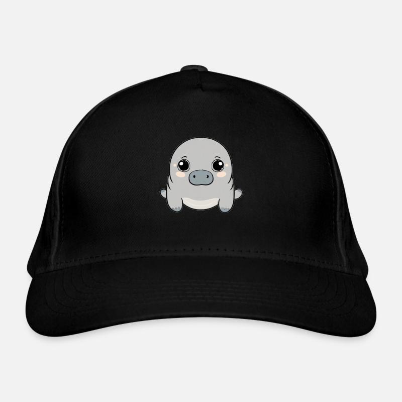 Adorable manatee with big eyes Organic Baseball Cap