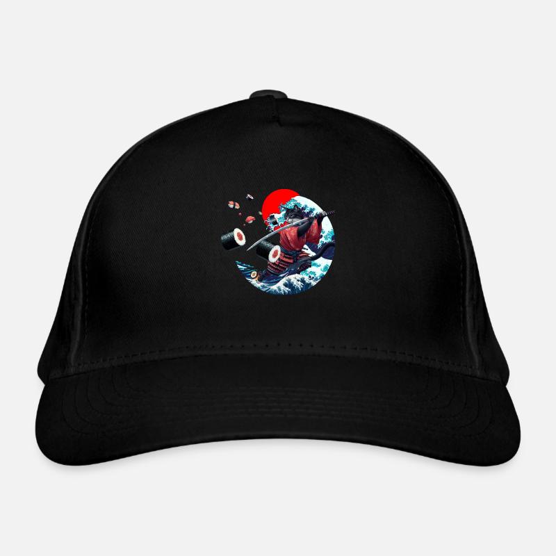 Japanese samurai cat sush Organic Baseball Cap
