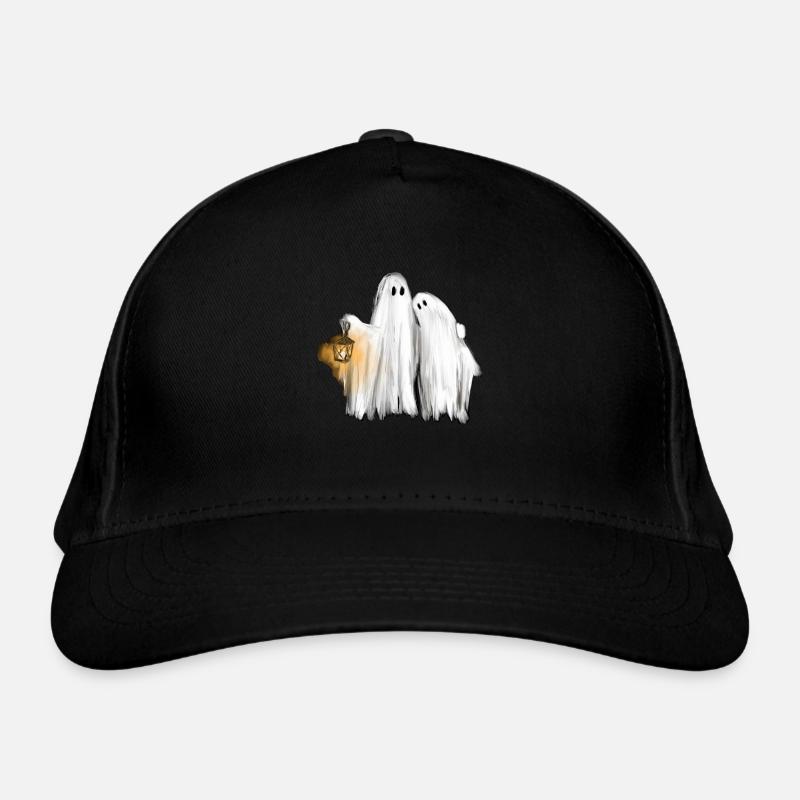 Spooky Season Ghosts Couple with Lantern Organic Baseball Cap