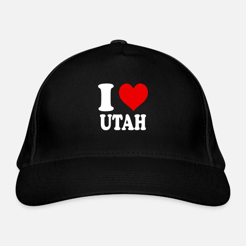 Ich liebe Utah Herz Lustig Witzig - Bio-Baseballkappe - Schwarz