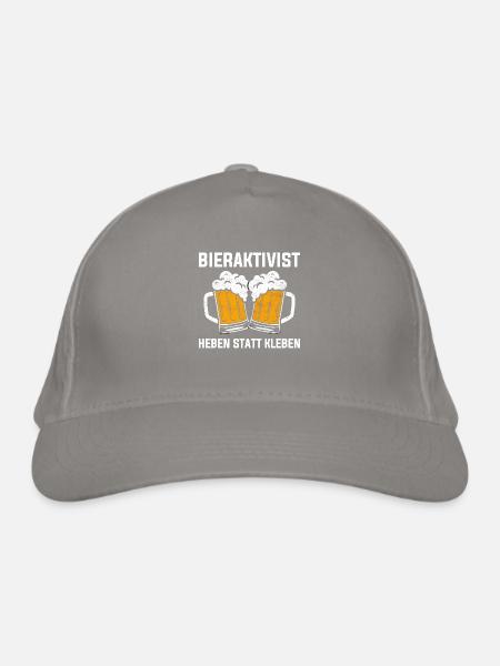 BIERAKTIVIST - HEBEN STATT KLEBEN - Bio-Baseballkappe - Hellgrau - Vorne