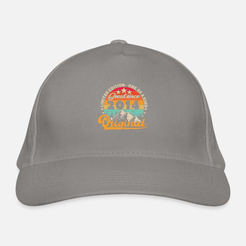 Vintage Born 2014 Birthday Gift. Organic Baseball Cap