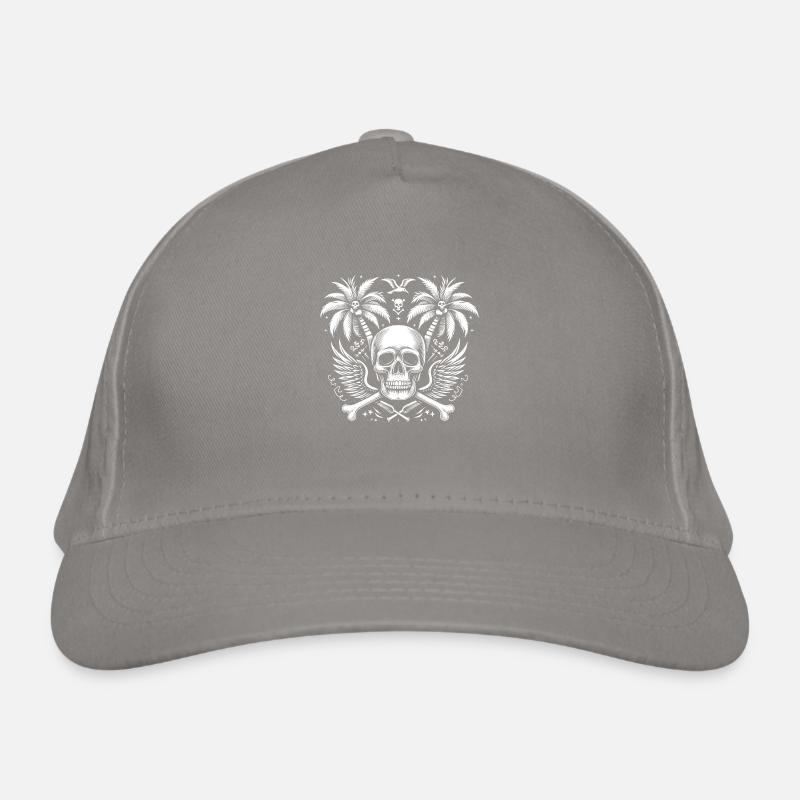 Skull Palm Trees Organic Baseball Cap