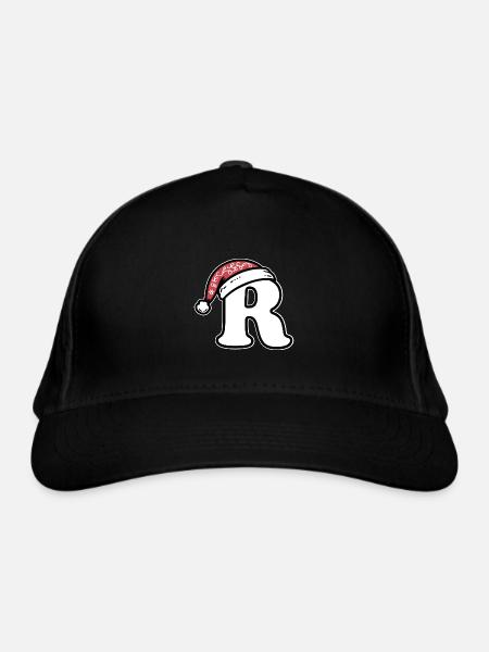 Buchstabe R mit Weihnachtsmütze - Bio-Baseballkappe - Schwarz - Vorne