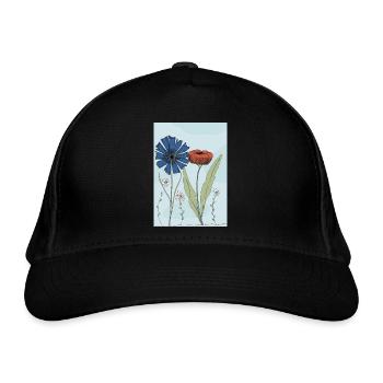 Poppy & Cornflower - Bio-Baseballkappe - Schwarz - Vorne
