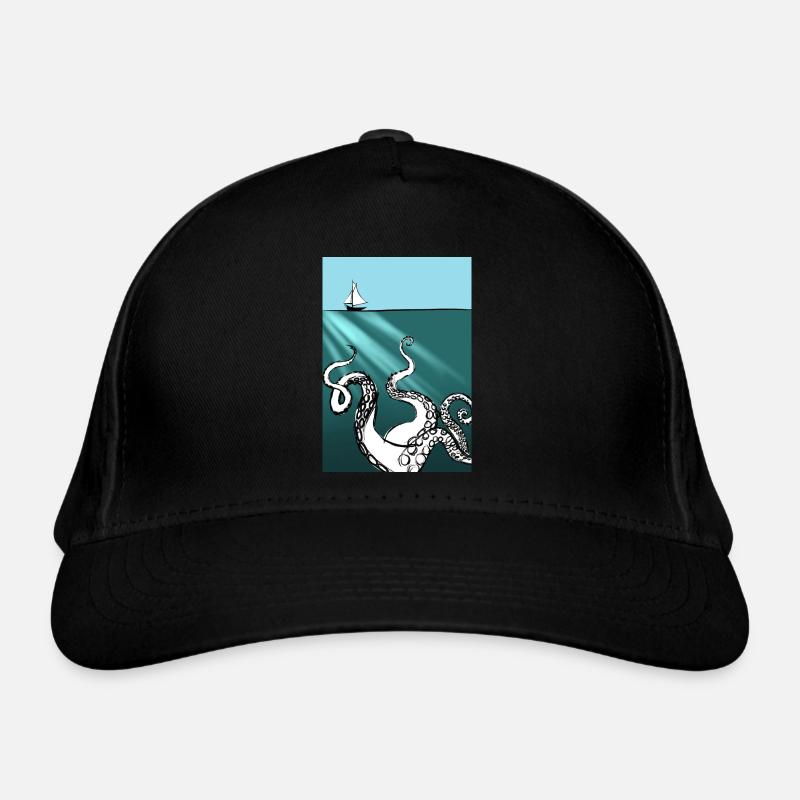 Boat and octopus Organic Baseball Cap