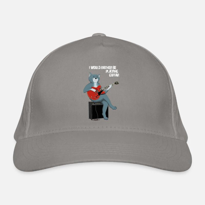 I WOULD RATHER BE PLAYING GUITAR - CAT Organic Baseball Cap