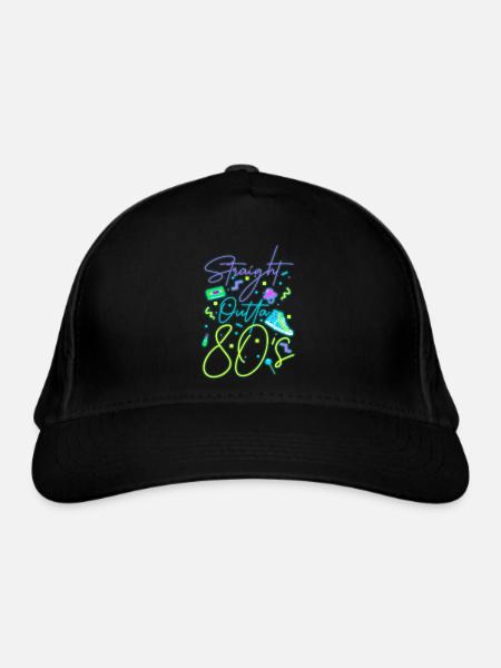 80s neon sign - Organic Baseball Cap - black - Front