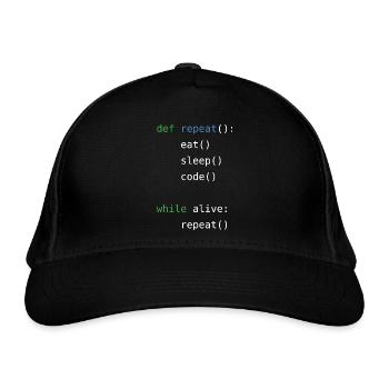Eat sleep code repeat - Organic Baseball Cap - black - Front