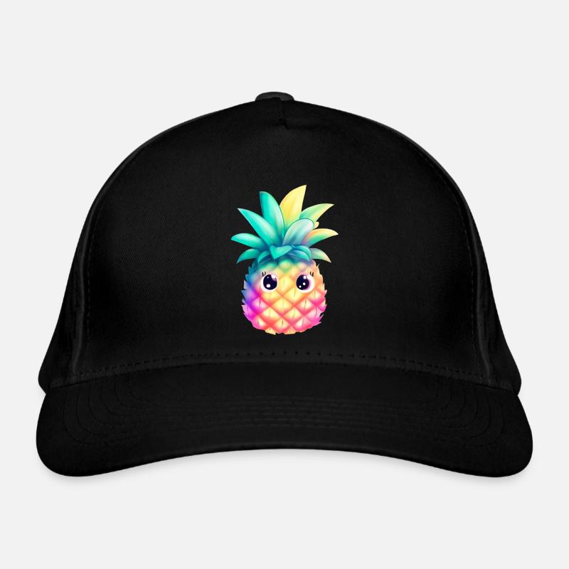 Cute Colorful Pineapple Summer Fruit Holiday Gift - Organic Baseball Cap - black