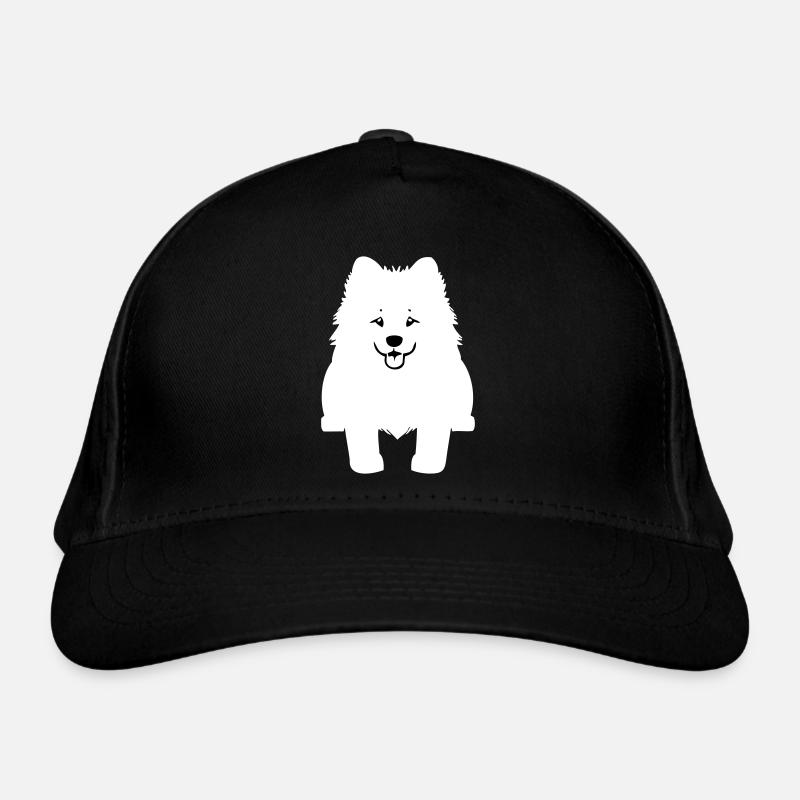 Samojede Hund im Cartoon-Stil - Bio-Baseballkappe - Schwarz