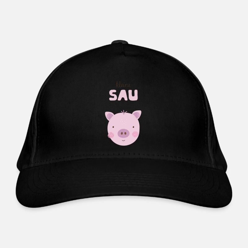 Kleine Sau rosa Schwein Kinder Kinderzimmer Deko - Bio-Baseballkappe - Schwarz