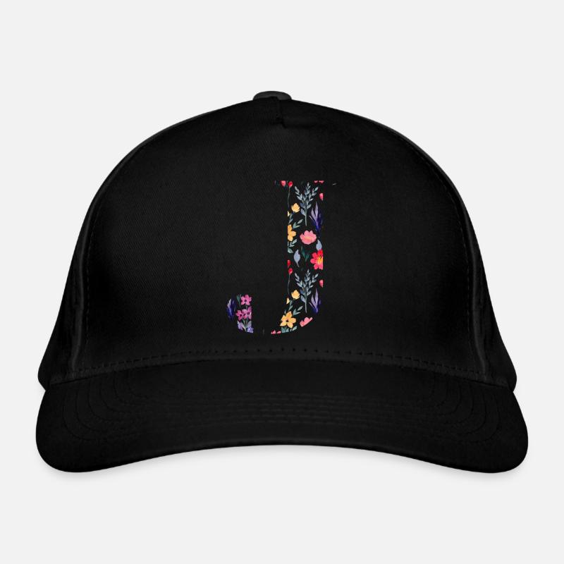 Personalisierter Blumenbrief j - Geschenkidee Bio-Baseballkappe
