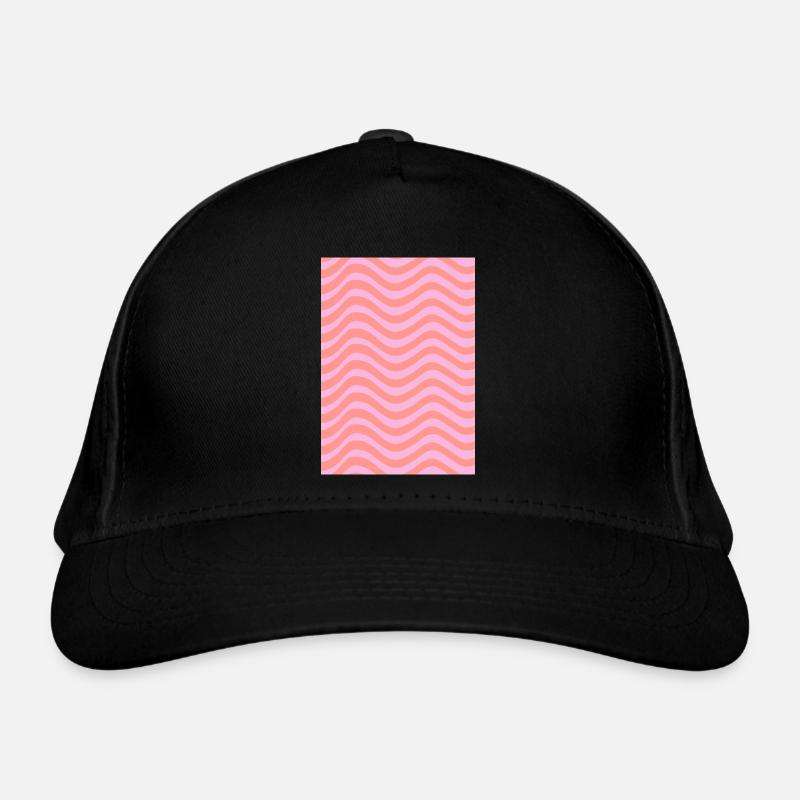Stripe Wave Pattern - Pink Customizable - Organic Baseball Cap - black