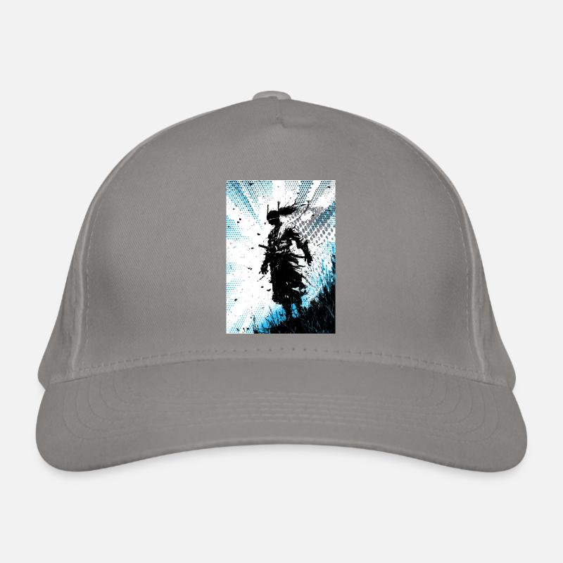 Blaue Halbton-Windkrieger-Silhouette Bio-Baseballkappe