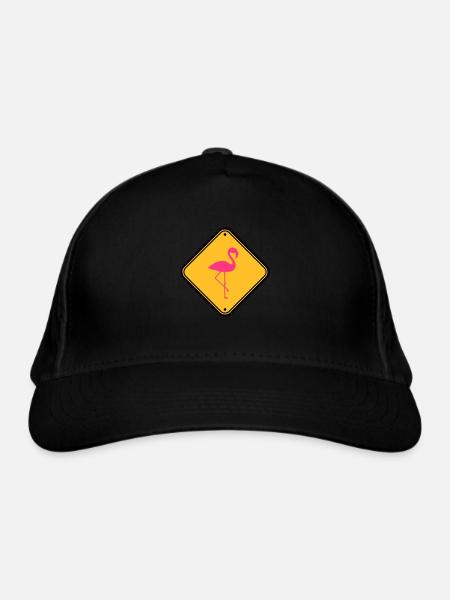warning note caution caution shield danger fla - Organic Baseball Cap - black - Front