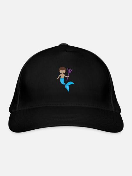 Jolie sirène avec trident - Casquette classique bio - noir - Devant