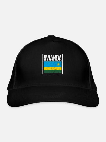 Ruanda - Bio-Baseballkappe - Schwarz - Vorne