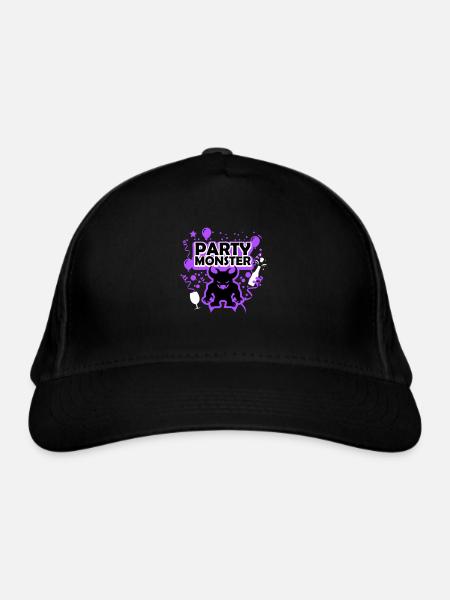 Partymonster lila - Bio-Baseballkappe - Schwarz - Vorne