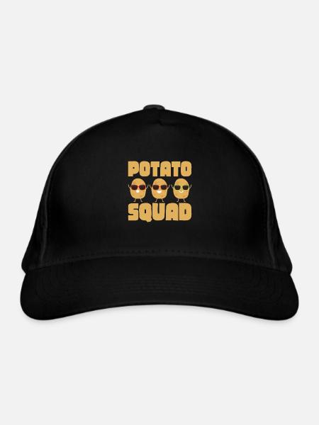 Potato Squad Potatoes Vegetable - Bio-Baseballkappe - Schwarz - Vorne