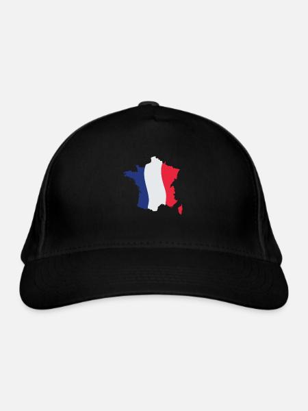 France Map - Organic Baseball Cap - black - Front