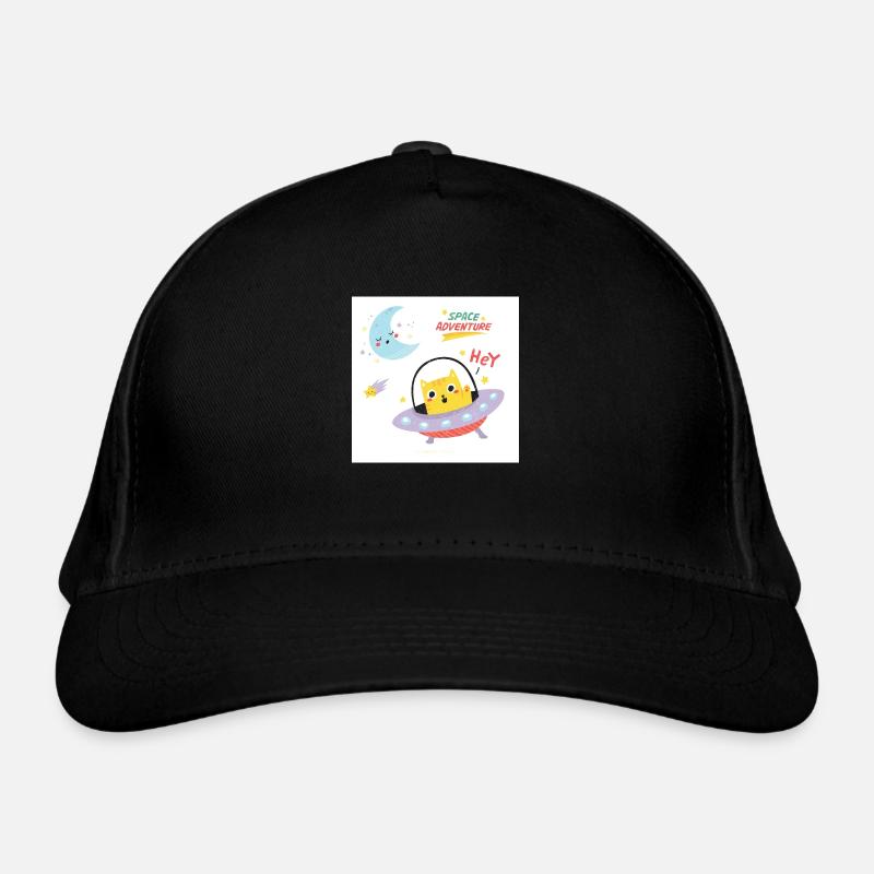 Space kitten - UFO - Organic Baseball Cap - black