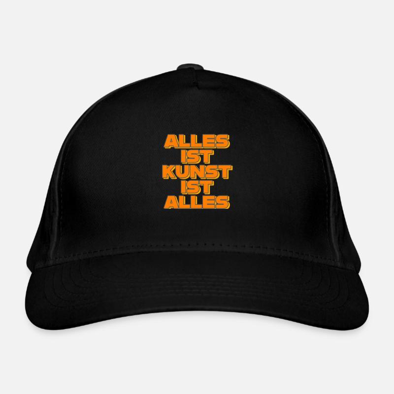 alles ist kunst orange - Bio-Baseballkappe - Schwarz