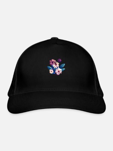 Fleurs, bouquet, fleuristerie, pépinière - Casquette classique bio - noir - Devant