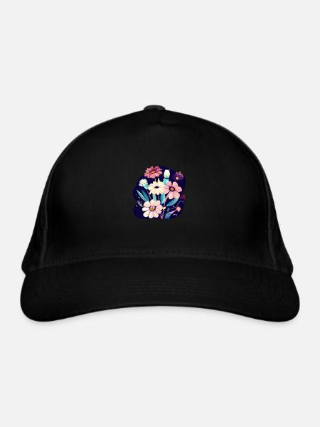 Bouquet de fleurs Fleuristerie Nature Prairie fleurie - Casquette classique bio - noir - Devant