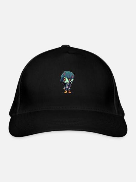 Halloween Zombie Junge - Kawaii süß Monster Horror - Bio-Baseballkappe - Schwarz - Vorne