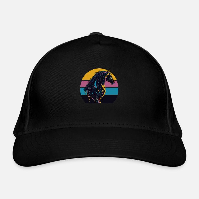 Stallion Horse Sunset Organic Baseball Cap