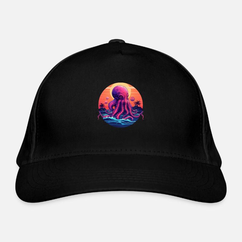 Octopus 80s synthwave 1 without stroke Casquette classique bio