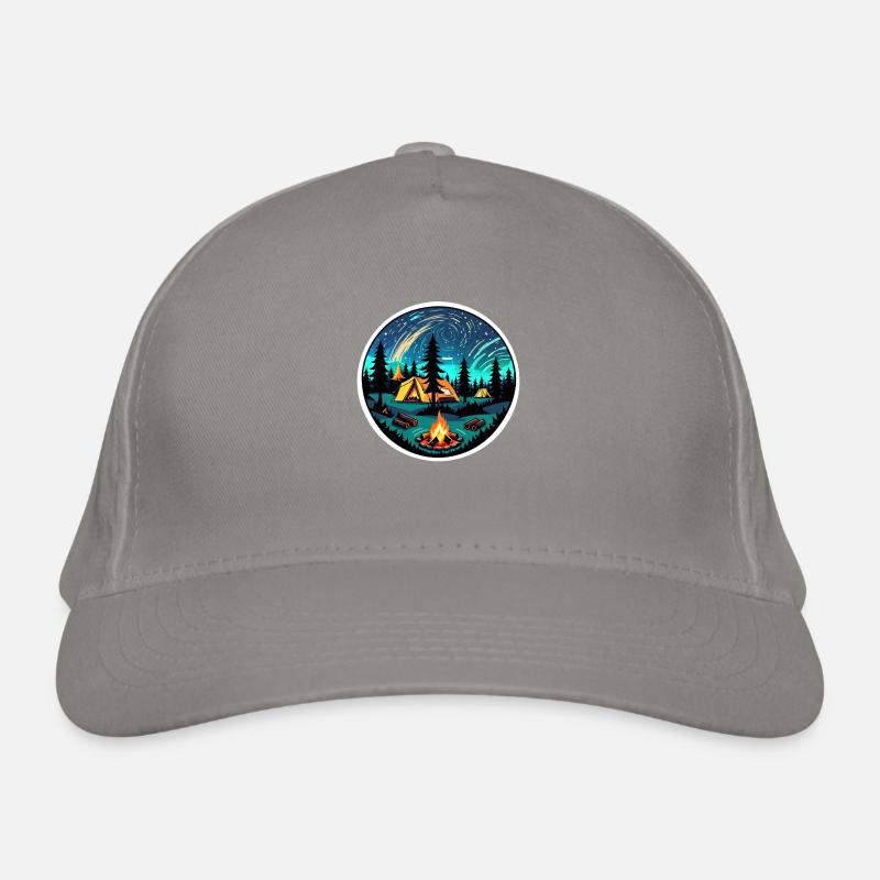 Camping, tent and campfire Organic Baseball Cap