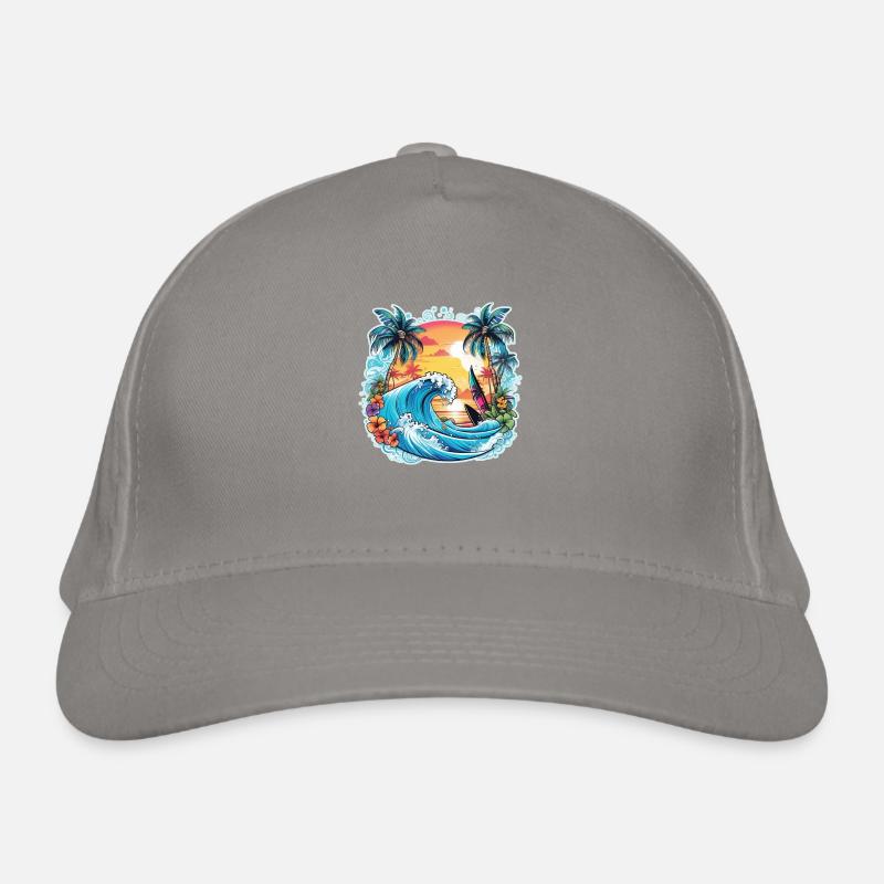Surfing Beach Palm Tree Sunshine Holidays Organic Baseball Cap