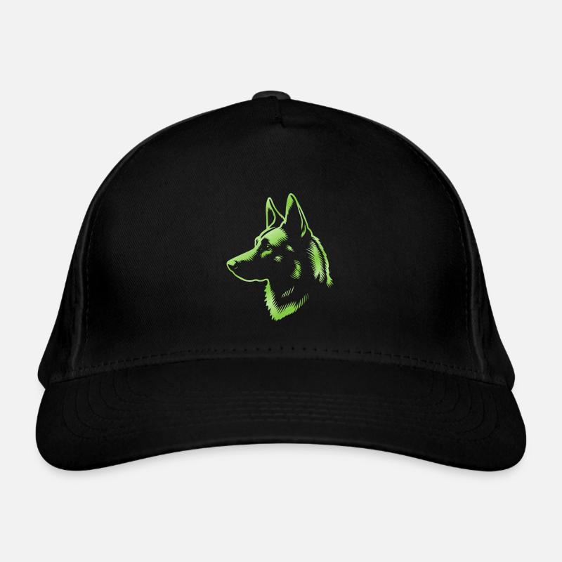 Malinois, Dog Head, Drawing Green Organic Baseball Cap