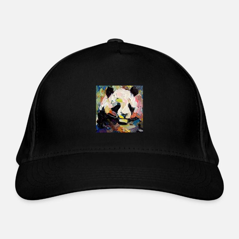 Abstraktes farbiges Ölgemälde eines Pandas - Bio-Baseballkappe - Schwarz
